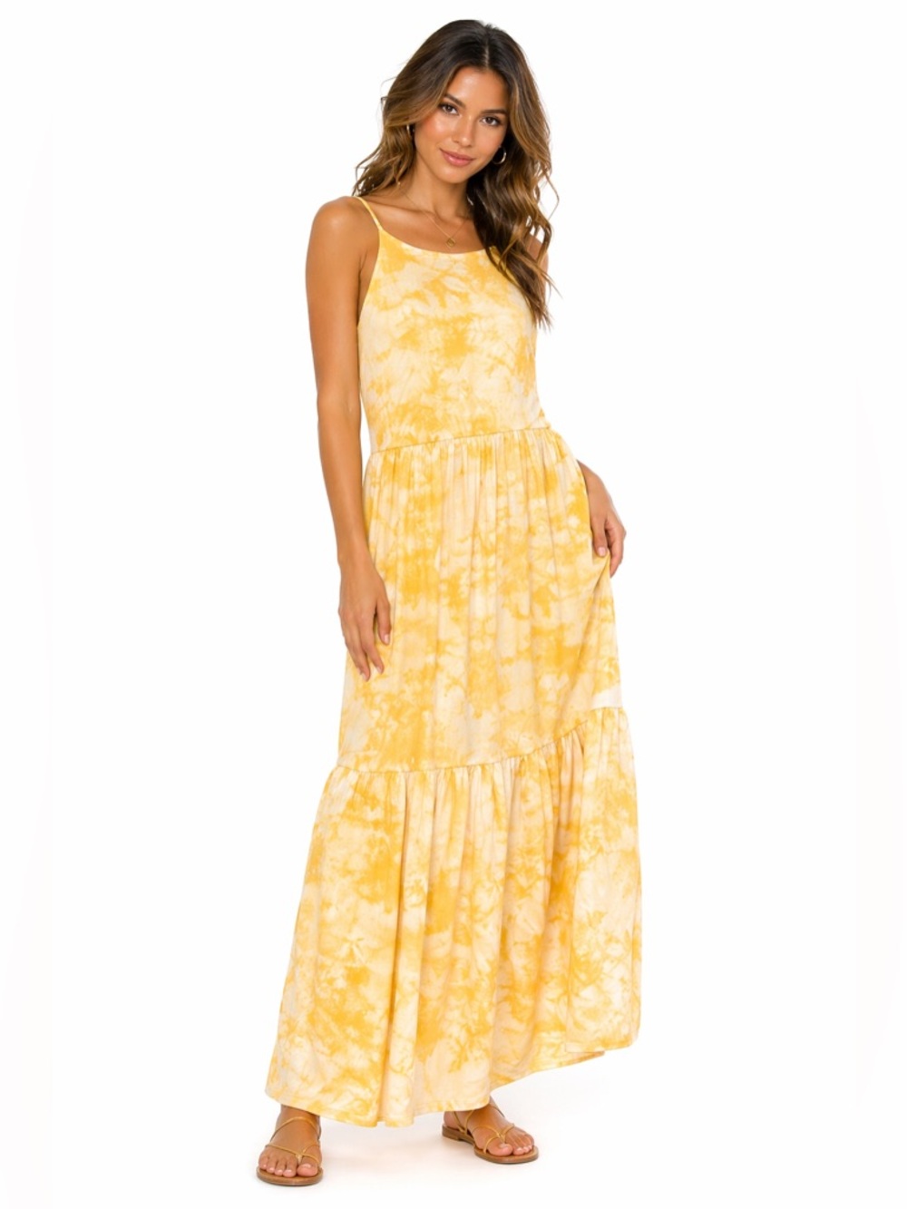 EUC Emma & Michele Size Small Yellow‎ Tie-Dye Maxi Dress